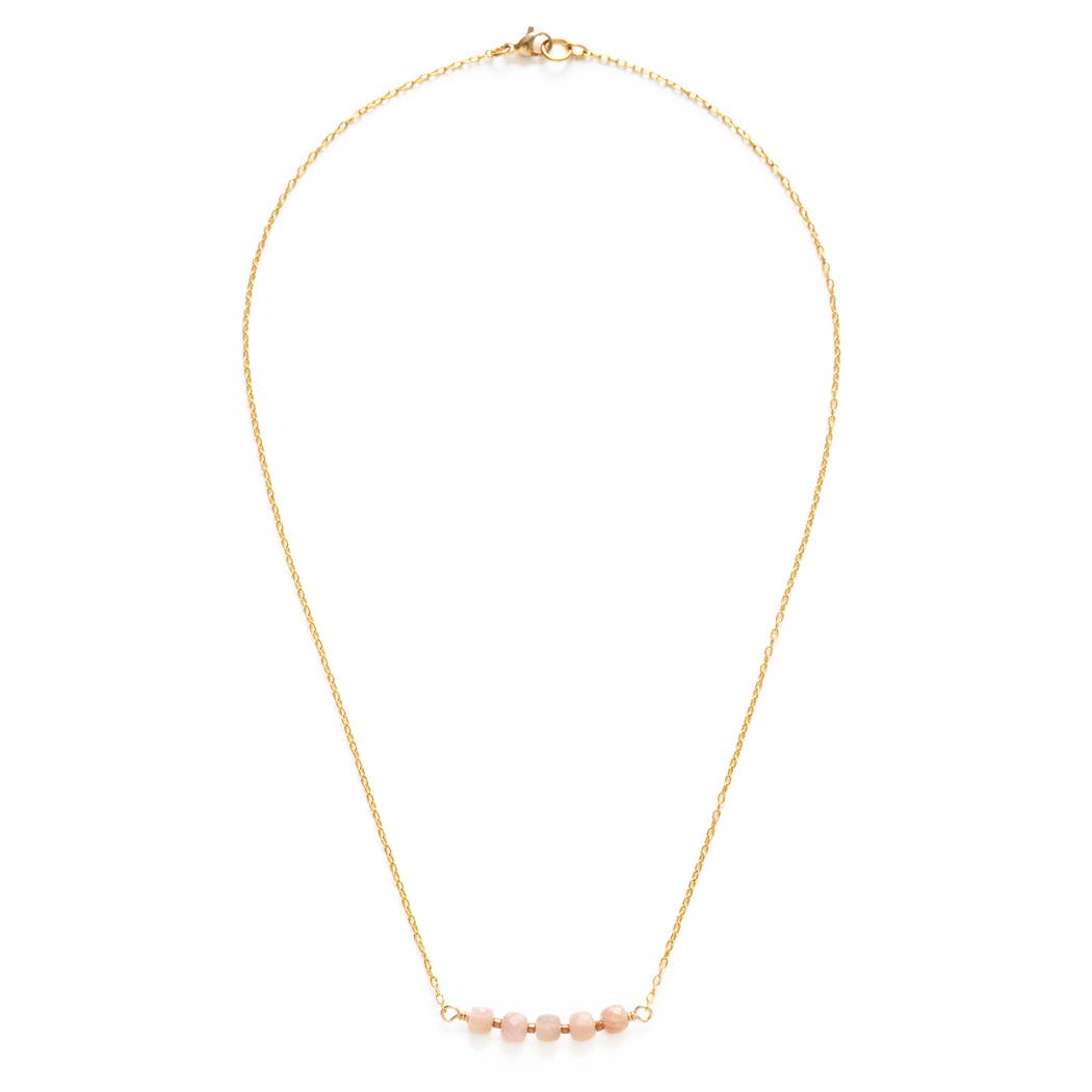 Peach Moonstone Necklace - 16” Gold Dipped, Eco-Friendly