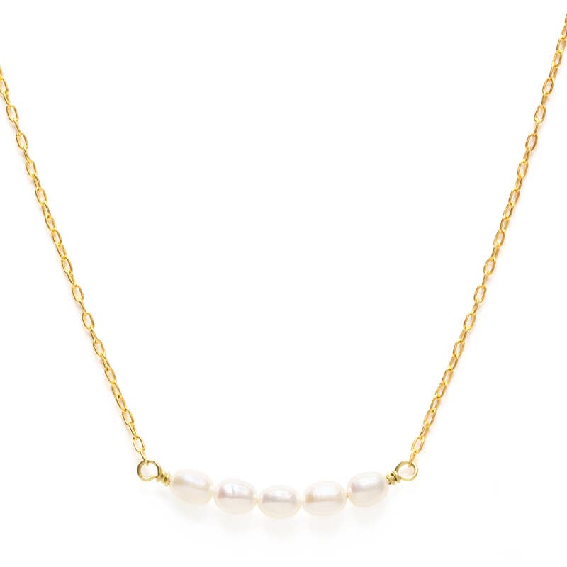 Freshwater Pearl Necklace with Gold Dipped Chain - Eco-Friendly