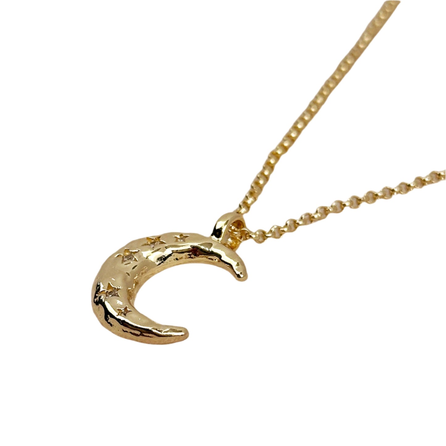 Hammered Crescent Moon Necklace - 18K Gold Filled, Eco-Friendly