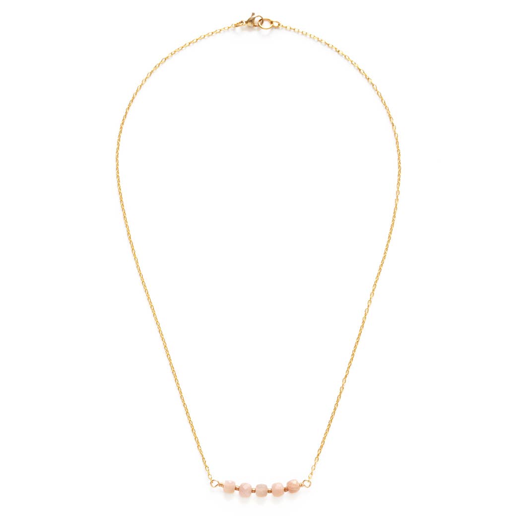 Peach Moonstone Necklace - 16” Gold Dipped, Eco-Friendly