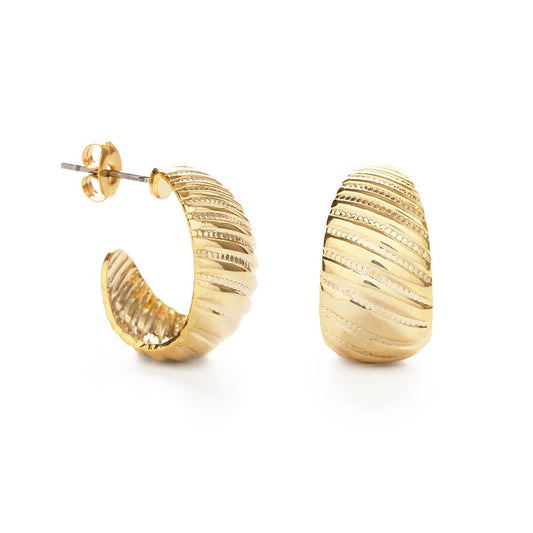 Vintage Shell Hoop Earrings: 14k Gold Dipped, Eco-Friendly