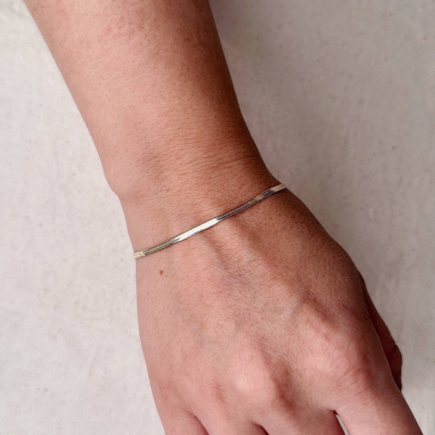 18k Gold Filled Herringbone Bracelet - Eco-Friendly, 6" + 1"