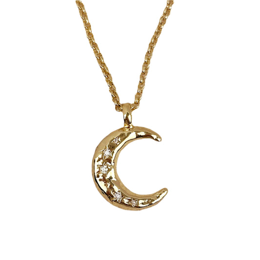 Hammered Crescent Moon Necklace - 18K Gold Filled, Eco-Friendly