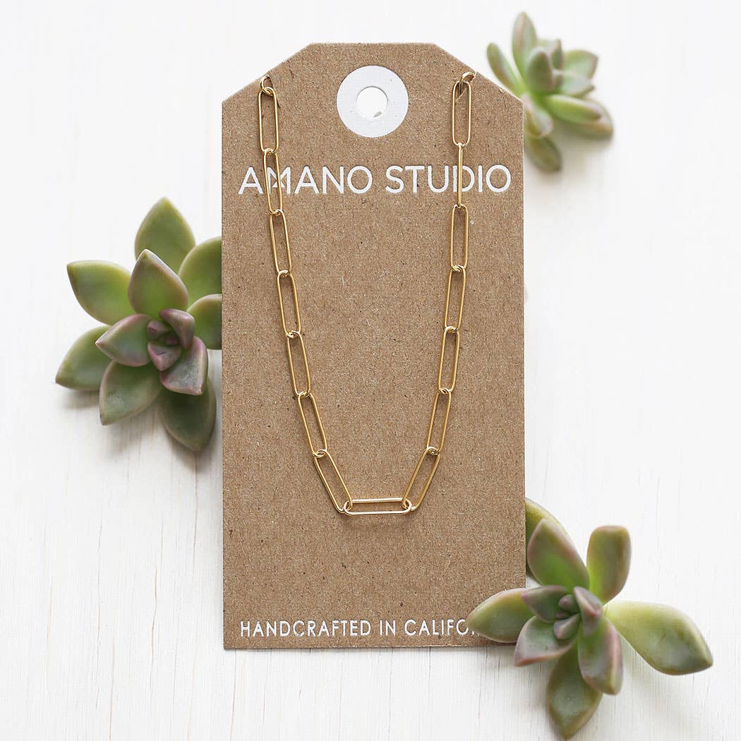 Paperclip Chain - 14k Gold Dipped, Eco-Friendly, 20"