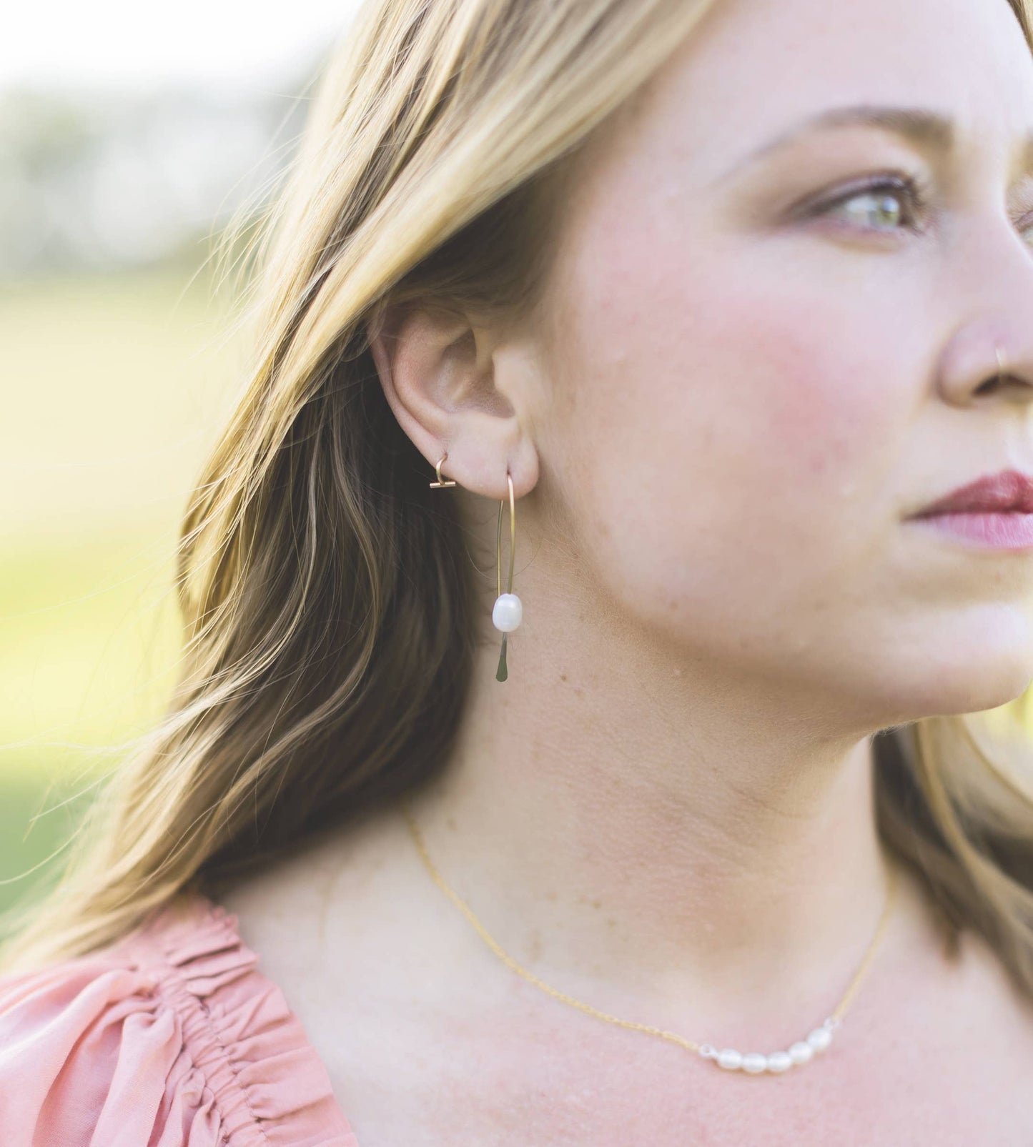 Freshwater Pearl Necklace with Gold Dipped Chain - Eco-Friendly