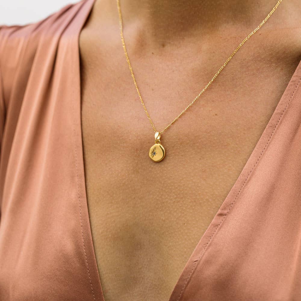 North Star Necklace: 14k Gold Dipped with CZ, Eco-Friendly