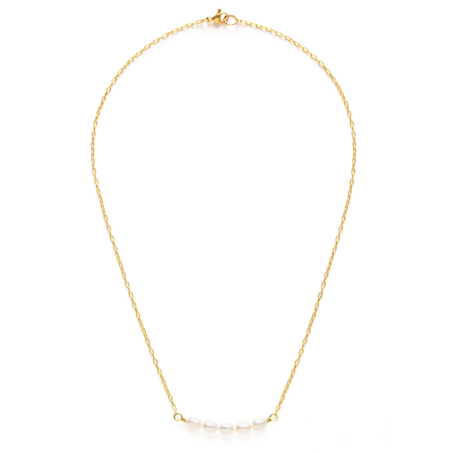 Freshwater Pearl Necklace with Gold Dipped Chain - Eco-Friendly