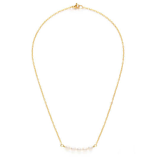 Freshwater Pearl Necklace with Gold Dipped Chain - Eco-Friendly