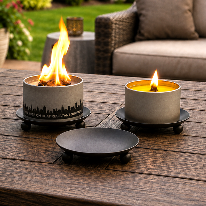 Matte Black Candle Holder & Trivet