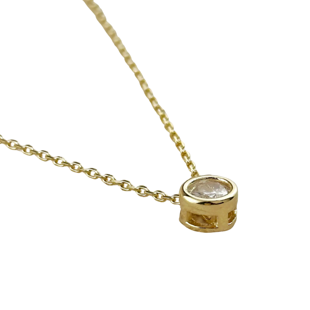 18k Gold Filled Solitaire CZ Necklace - Eco-friendly