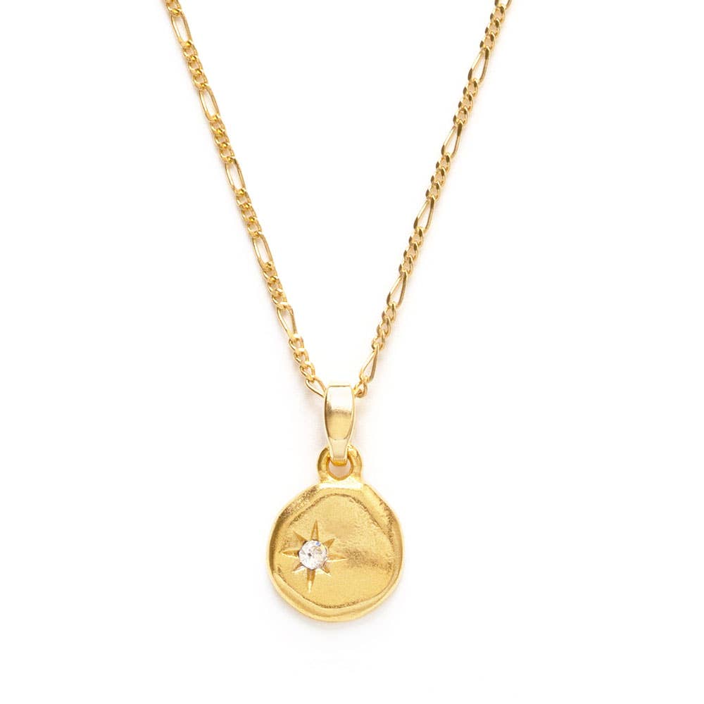 North Star Necklace: 14k Gold Dipped with CZ, Eco-Friendly