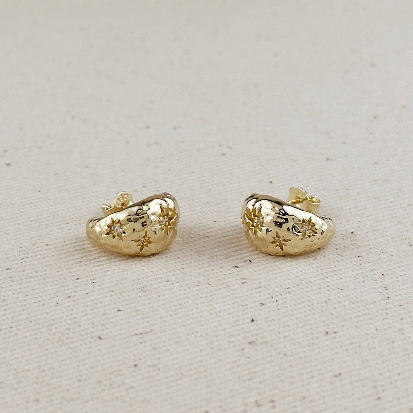 Hammered Crescent Moon Earrings - 18K Gold Filled, Eco-Friendly